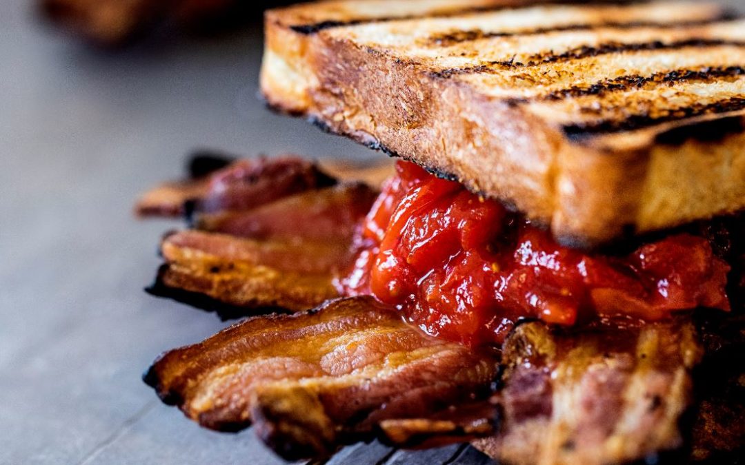 Bacon ketchup sandwich